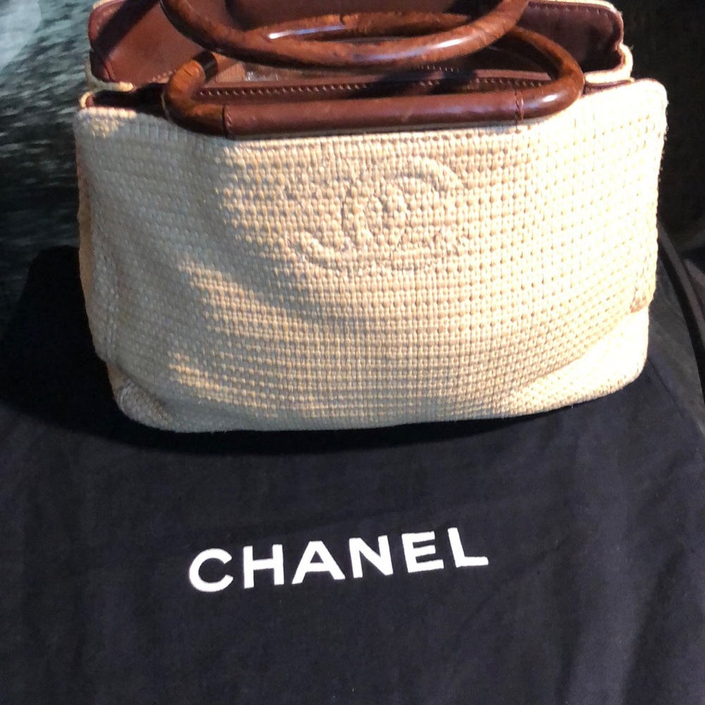 Chanel handbag straw natural